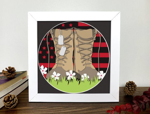 3D SVG Boot for Patriotic Shadow Boxes