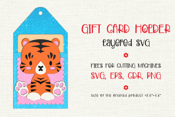 Baby Tiger Birthday Gift Card Holder: 3D SVG Shapes