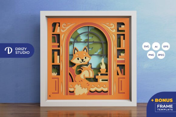 Cozy Fox 3D SVG for Winter Shadow Boxes