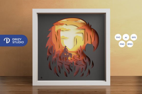 Eagle Head Cactus Land 3D SVG for Shadow Boxes