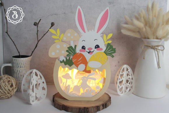 Easter Bunny Shadow Box: Premium 3D SVG for Brands