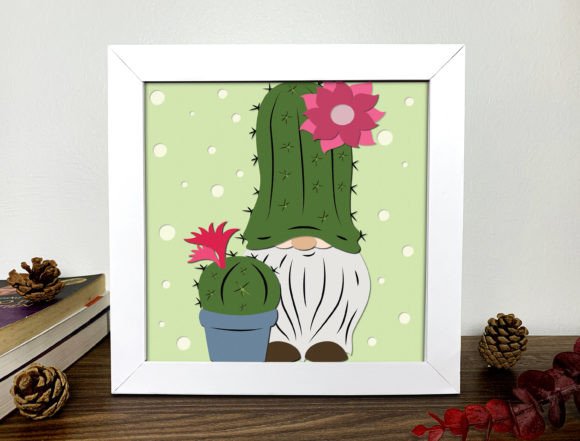 Gnome Cactus 3D SVG for Shadow Boxes & Crafts
