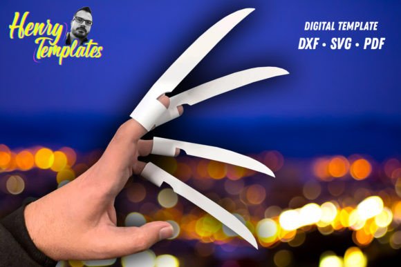 Paper Freddy Krueger Knives Template: 3D SVG Shapes