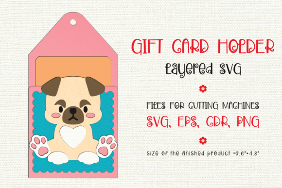 Pug Puppy Gift Card Holder: 3D SVG Shapes for Brands