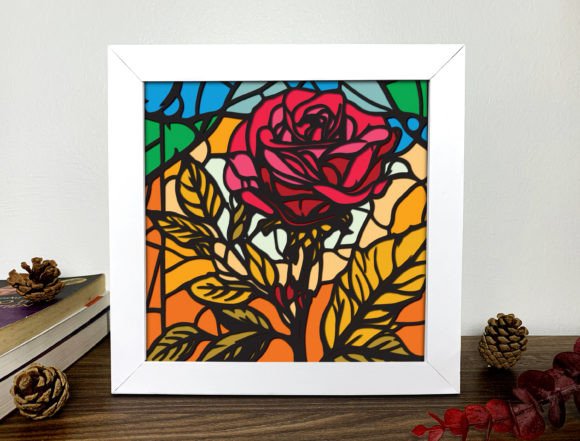 Rose Stained Glass 3D SVG for Floral Compositions