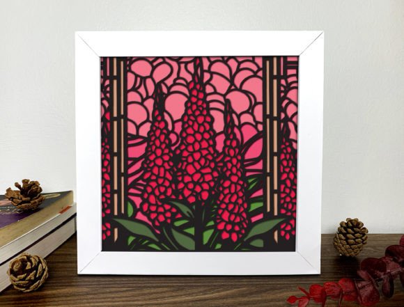 Stained Glass Red Astilbes: 3D SVG Floral Compositions