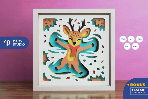 Winter Deer Playing on the Snow 3D: A Crafter's Review of 3D SVG & Shadow Boxes